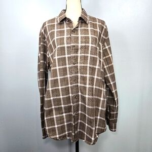 Tasso Elba Mens Long Sleeve Button-Up Shirt‎ Size Large Gray Blue Plaid